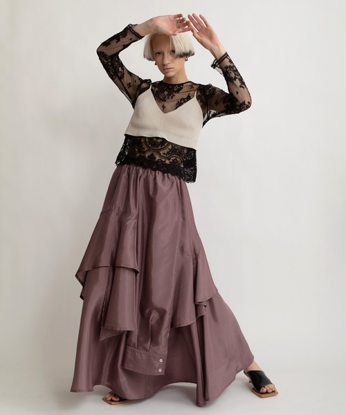 「AULA AILA」 フリルスカート 0 グリーン レディース_画像4