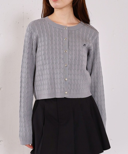 グレーカーディガンアルシーヴ、サロペット archives（アルシーヴ） カーディガン チョーカー付ハリヌキニット