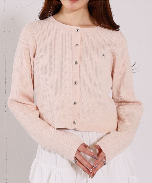 archives（アルシーヴ） カーディガン ロゴ刺繍ニットカーディガン