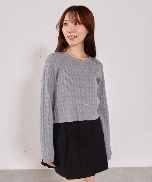 archives（アルシーヴ） カーディガン ロゴ刺繍ニットカーディガン