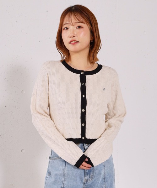 archives（アルシーヴ） カーディガン ロゴ刺繍ニットカーディガン