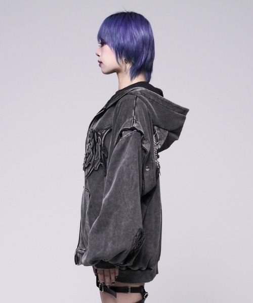 REFLEM レフレム 猫耳ZIPパーカー ジップパーカー フェード加工 人気 REFLEM（レフレム）の「『REFLEM/レフレム』猫耳ZIPパーカー/ジップ