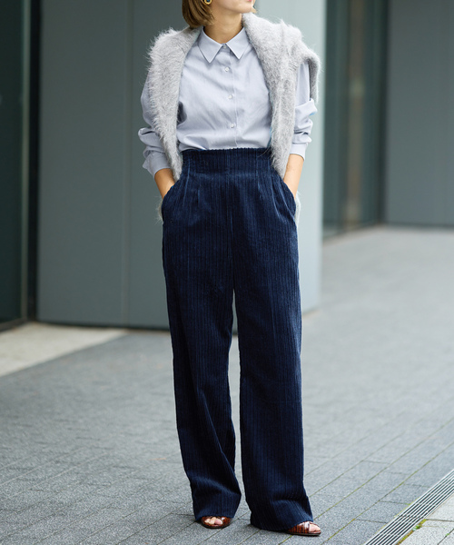「IENA LA BOUCLE」 コーデュロイパンツ 36 ネイビー レディース_画像3