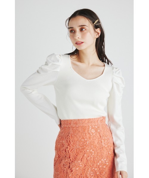 「rienda」 長袖ニット FREE ホワイト レディース_画像2