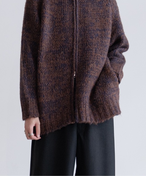 「Casper John」 ニットカーディガン MEDIUM ホワイト×ブラック メンズ_画像3