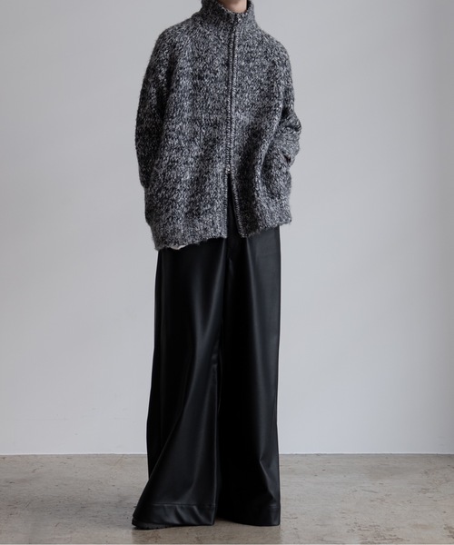 「Casper John」 ニットカーディガン MEDIUM ホワイト×ブラック メンズ_画像6