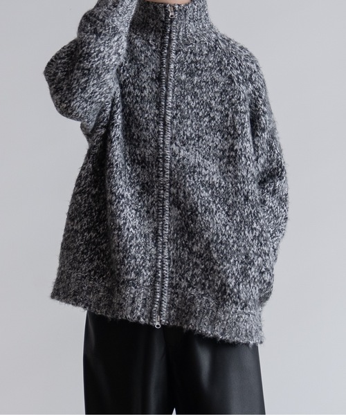 「Casper John」 ニットカーディガン MEDIUM ホワイト×ブラック メンズ_画像8