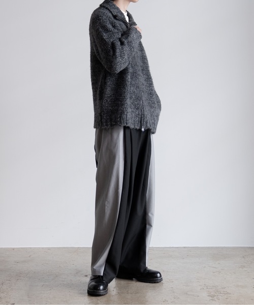 「Casper John」 ニットカーディガン MEDIUM ホワイト×ブラック メンズ_画像9