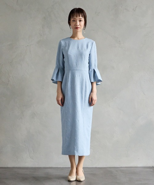 「AIMER」 7分袖ワンピース MEDIUM サックスブルー レディース_画像4