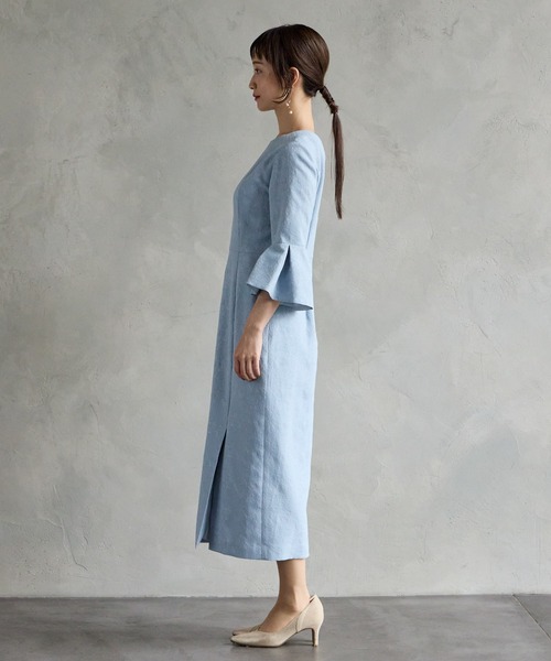 「AIMER」 7分袖ワンピース MEDIUM サックスブルー レディース_画像5