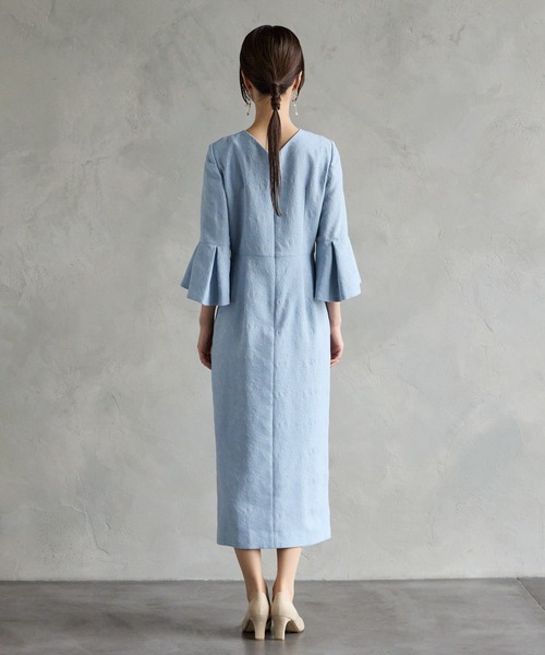 「AIMER」 7分袖ワンピース MEDIUM サックスブルー レディース_画像6