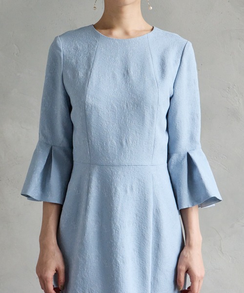「AIMER」 7分袖ワンピース MEDIUM サックスブルー レディース_画像7
