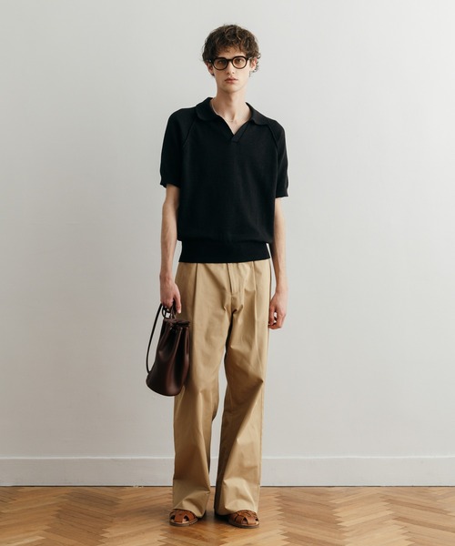LURAKU チノパン 「LURAKU」One tuck semi flare chino slacks / 1