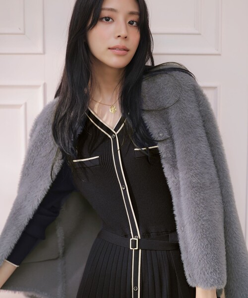 「ANY SIS」 ニットワンピース MEDIUM ブラウン レディース_画像3