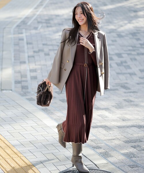 「ANY SIS」 ニットワンピース MEDIUM ブラウン レディース_画像4