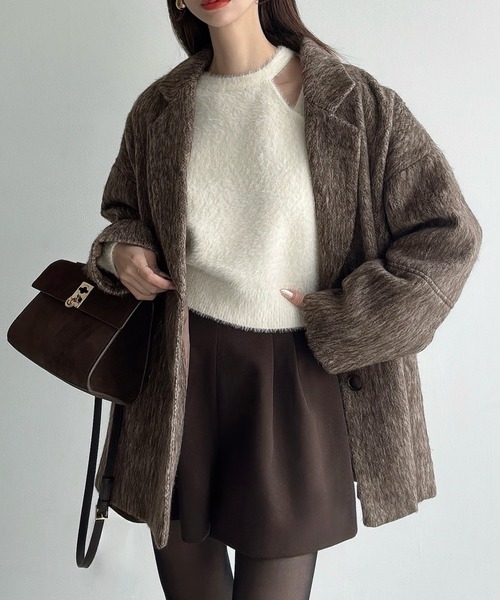 「Meiru」 テーラードジャケット MEDIUM ブラウン レディース_画像2