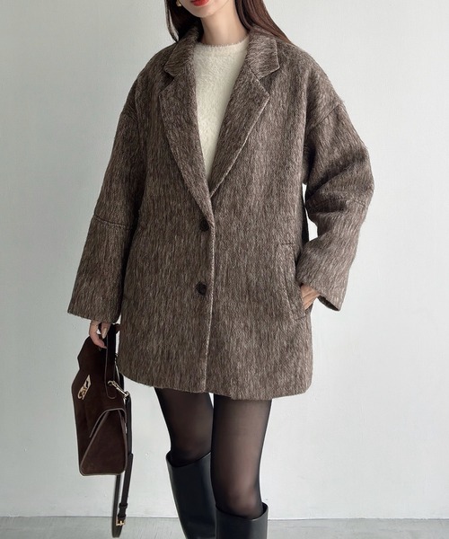 「Meiru」 テーラードジャケット MEDIUM ブラウン レディース_画像3