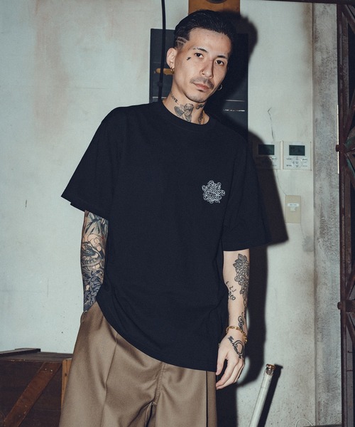 「Subciety」 半袖Tシャツ MEDIUM ブラック×ホワイト メンズ_画像3
