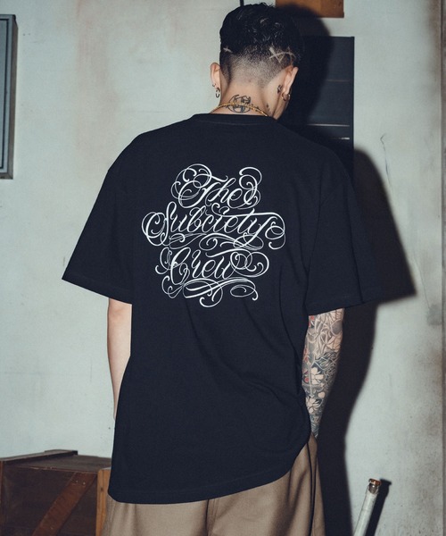 「Subciety」 半袖Tシャツ MEDIUM ブラック×ホワイト メンズ_画像4