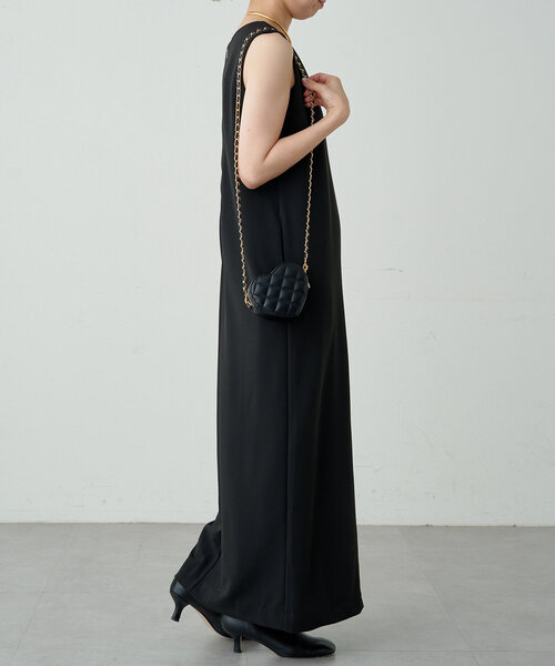 「LOUNGEDRESS」 ノースリーブワンピース MEDIUM ブラック レディース_画像4