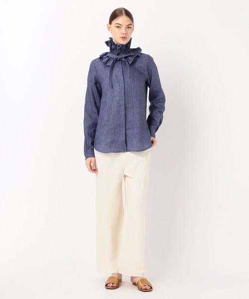 ブラウス シャツ BOURRIENNE PASTEL LIN MARINE リネンブラウス レディースの画像