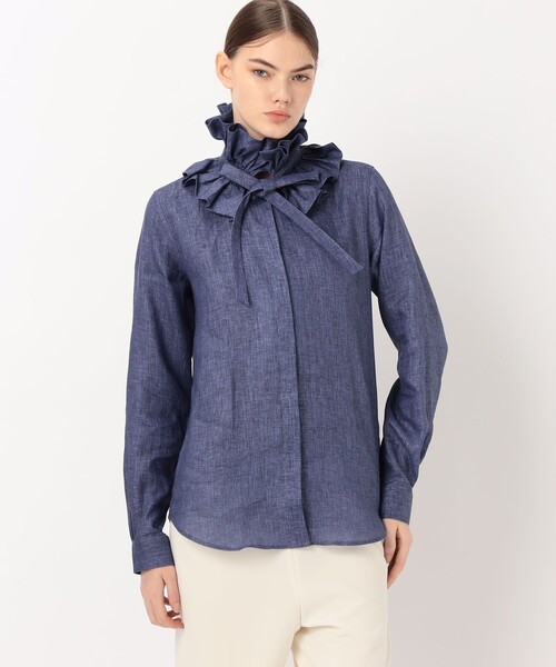 ブラウス シャツ BOURRIENNE PASTEL LIN MARINE リネンブラウス レディースの画像