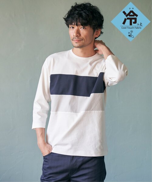 「ikka」 7分袖Tシャツ S ライトグレー メンズ_画像2