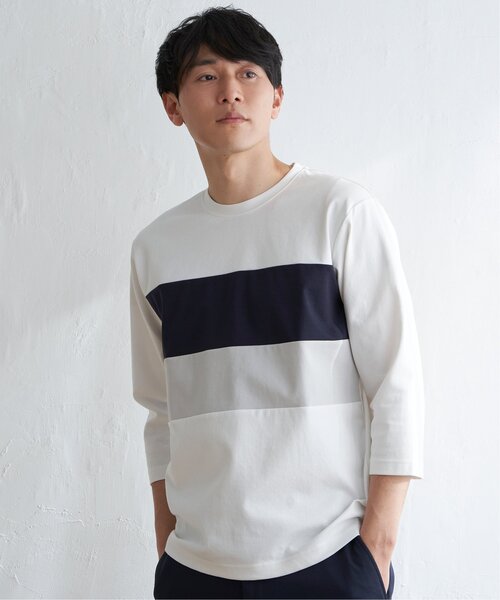 「ikka」 7分袖Tシャツ S ライトグレー メンズ_画像8