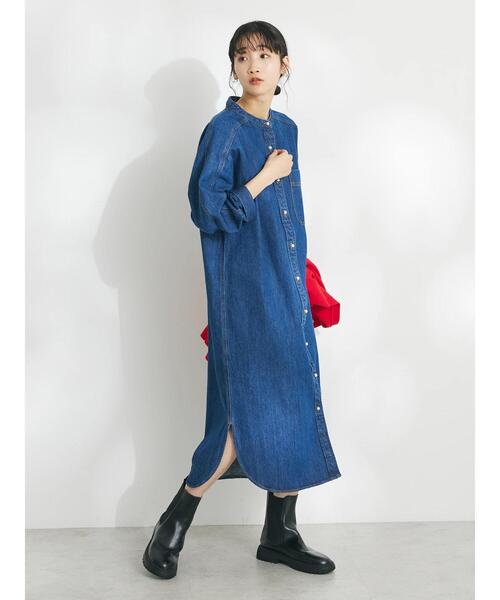 「CRAFT STANDARD BOUTIQUE」 「refined works」長袖ワンピース FREE サックスブルー レディース_画像7