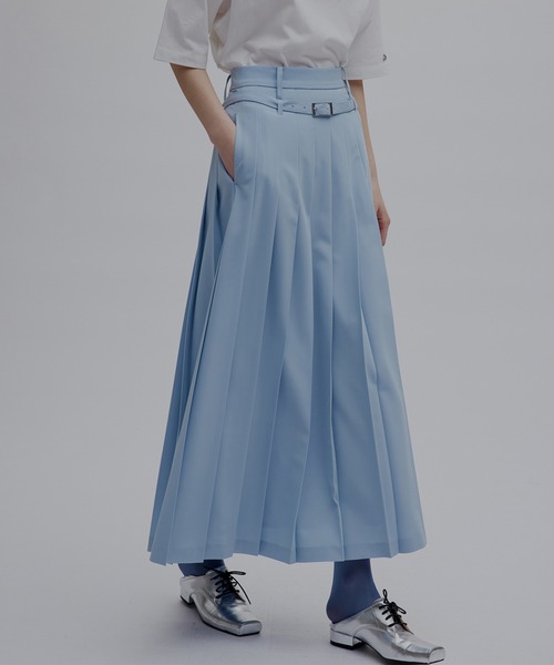 スカート MEDI LOW BELT PLEATS SKIRTの画像