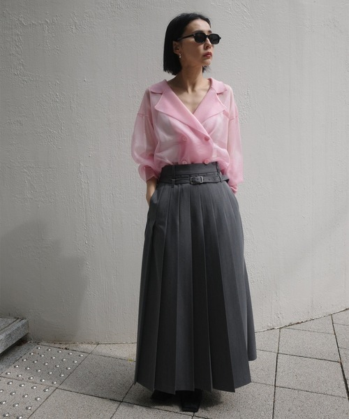 スカート MEDI LOW BELT PLEATS SKIRTの画像