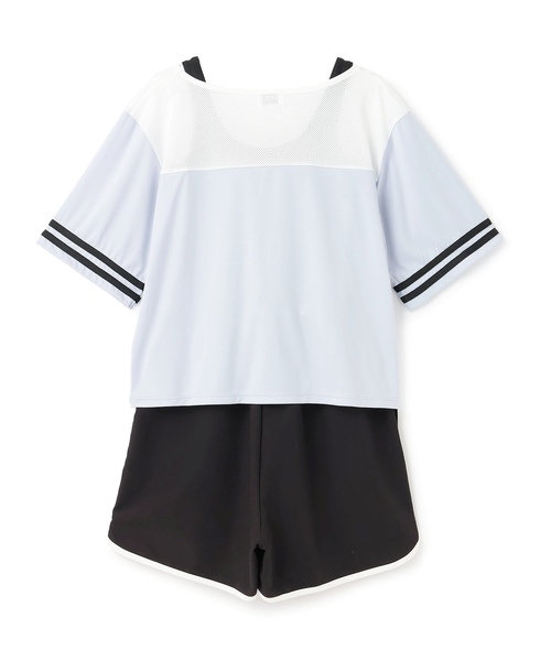 水着 「SWIM」ナンバーメッシュ4点セット水着 キッズ 子供 女の子の画像