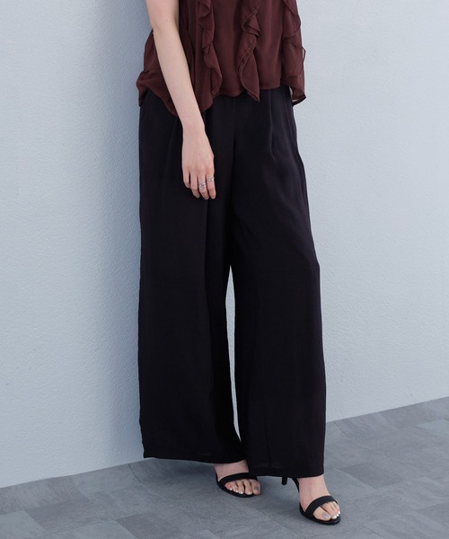 ワイドパンツ パンツ タックデザインリラックスワイドパンツ レディース | murea | 22