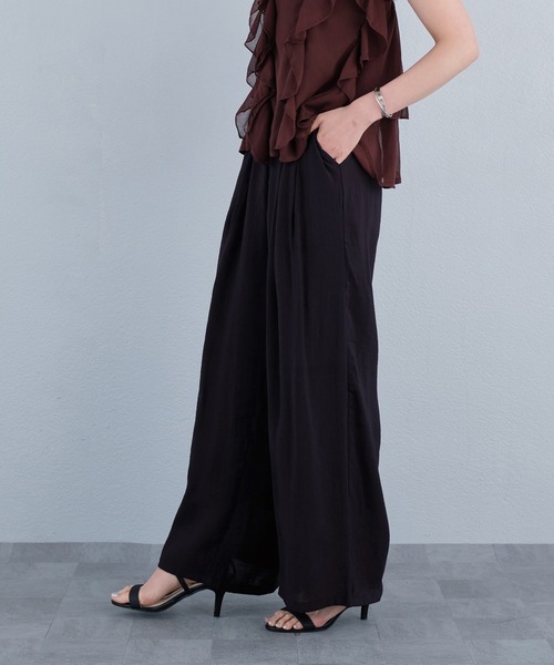 ワイドパンツ パンツ タックデザインリラックスワイドパンツ レディース | murea | 23
