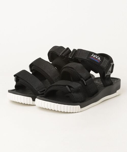 Java フラットサンダル 25.0cm ブラック×ホワイト レディース