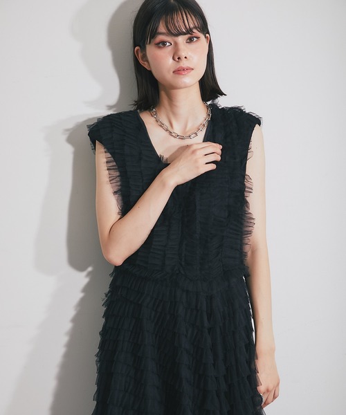 「SMILE ORCHID」 ノースリーブワンピース M ブラック レディース_画像7