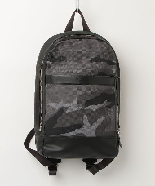 【COACH】コーチ　バックパック　カモフラ　迷彩　リュック　ナイロン　レザー COACH（コーチ） カモフラージュリュック - ブラック メンズ