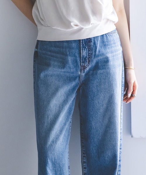 「NEEDBY heritage」 デニムハーフパンツ 25 ネイビー レディース_画像2