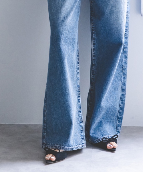 「NEEDBY heritage」 デニムハーフパンツ 25 ネイビー レディース_画像3