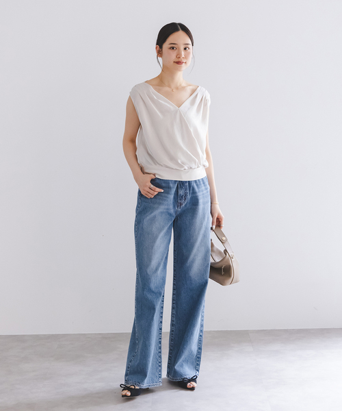 「NEEDBY heritage」 デニムハーフパンツ 25 ネイビー レディース_画像4