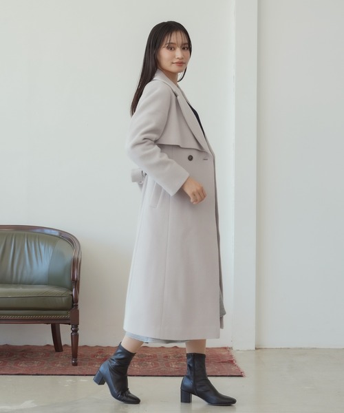 「TRUDEA」 トレンチコート MEDIUM ブラック レディース_画像2