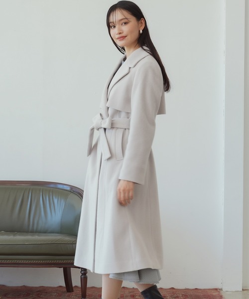 「TRUDEA」 トレンチコート MEDIUM ブラック レディース_画像7