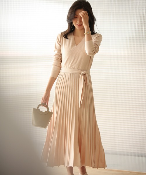 ワンピース リブプリーツAラインロングニットワンピース | SAISON DE PAPILLON | 14