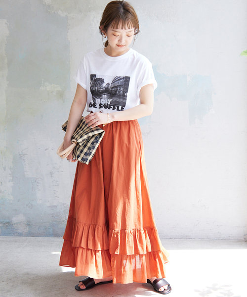 SLOBE IENA（スローブイエナ） ロング スカート コットンボイルフリル