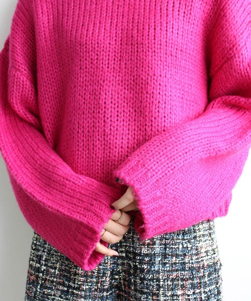 GeeRA（ジーラ） ニット セーター 起毛ショート丈ニットプルオーバー