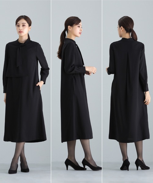 喪服 ワンピース 喪服・礼服「洗えるフォーマル」アシンメトリー