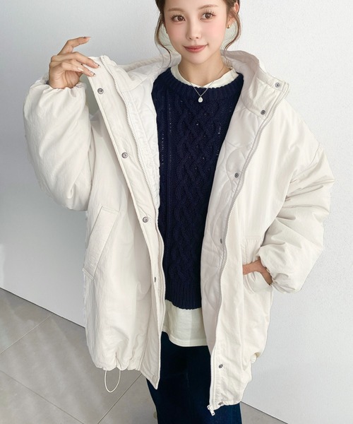 【超美品】MARENDONA フード付きジャケット ホワイト　レディース 超美品】MARENDONA フード付きジャケット ホワイト レディース