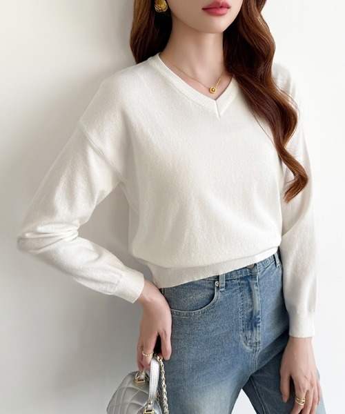 COCOMOMO ニット セーター 「10色展開」 Vネックニット シンプル