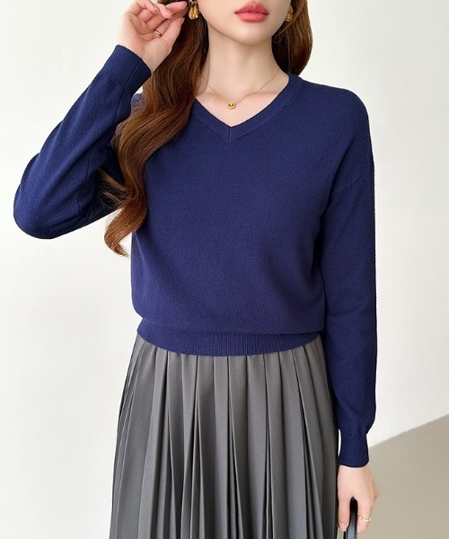 COCOMOMO ニット セーター 「10色展開」 Vネックニット シンプル