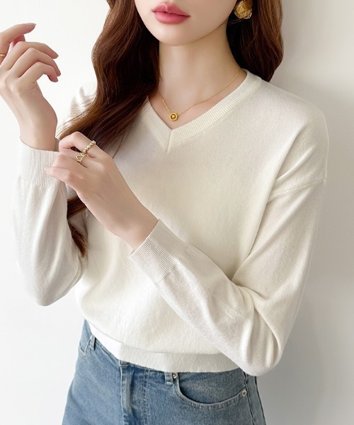 COCOMOMO ニット セーター 「10色展開」 Vネックニット シンプル